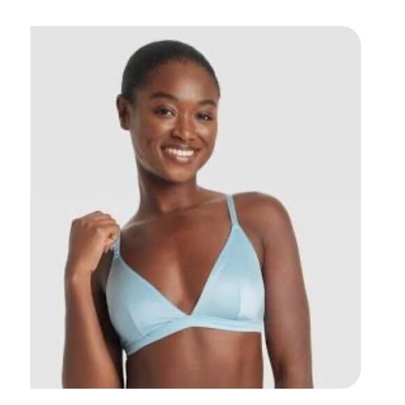 Women's Satin Unlined Triangle Bralette - Auden turquoise XS - Picture 1 of 4